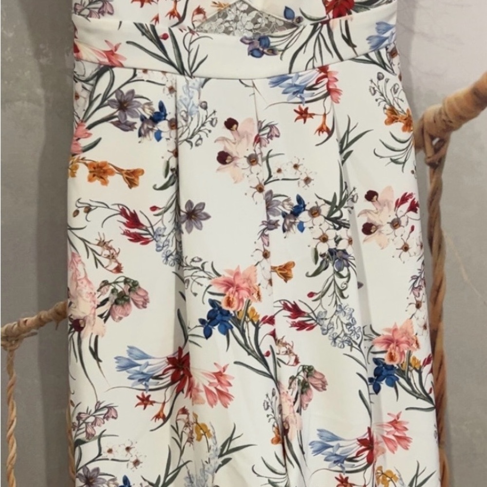 Forever New Red and Blue A-Line Midi Skirt